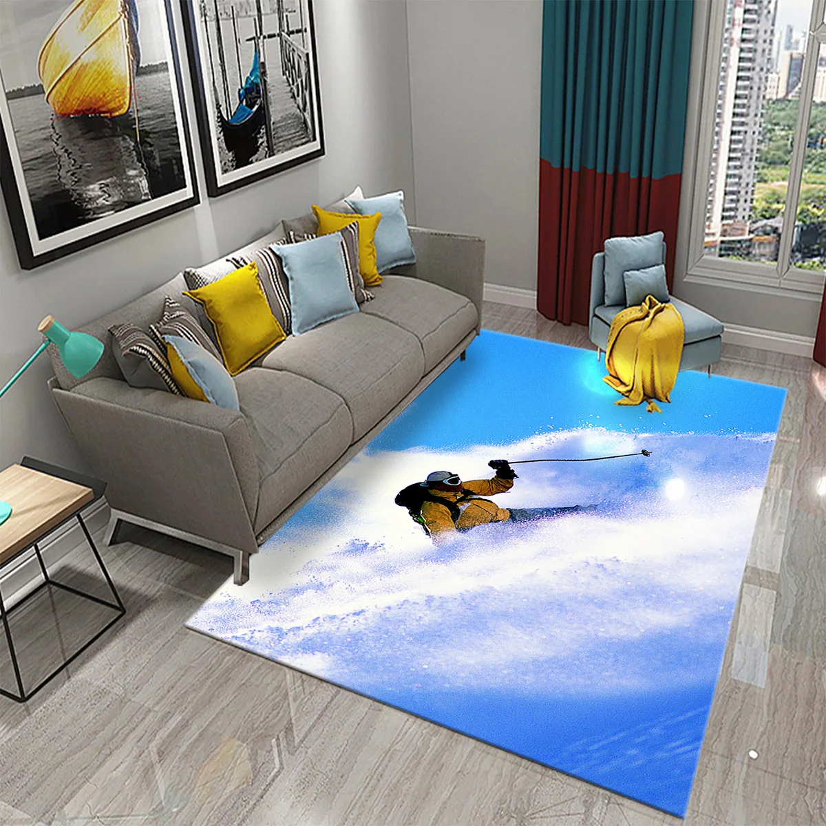 Outdoor Sport Flooring - Ski Snow Mountain Theme Carpet Kids