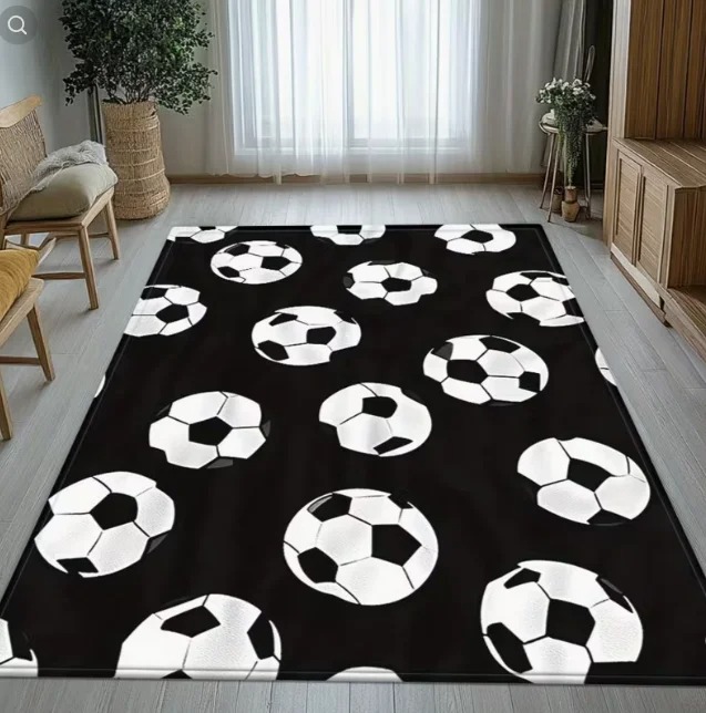 Outdoor Sport Flooring - Black and White Football Ball Print