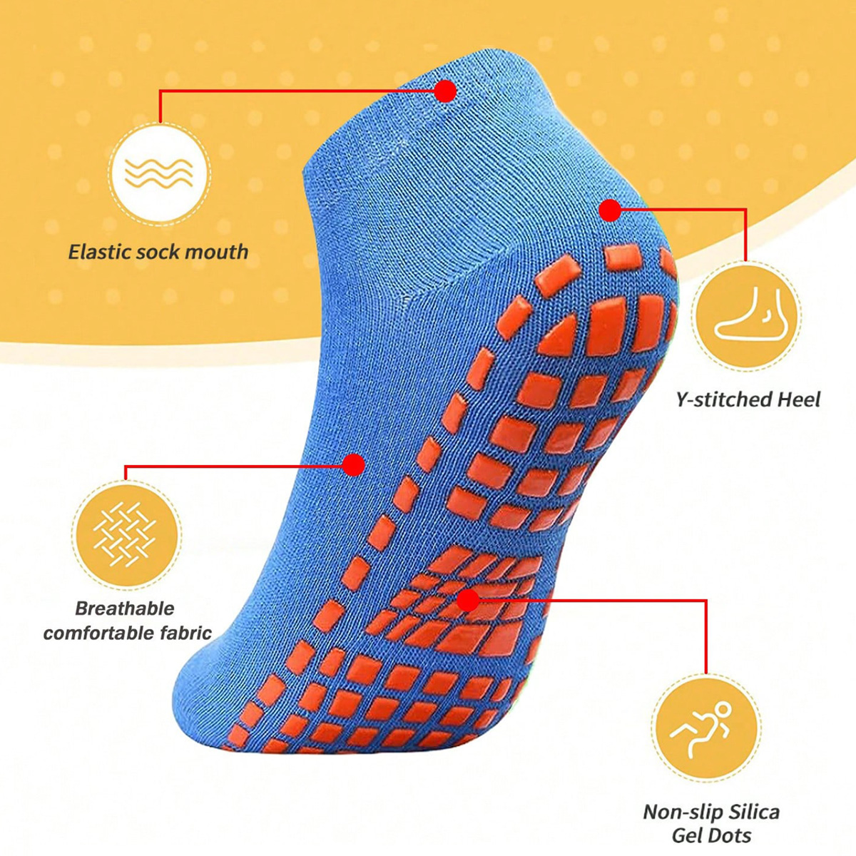 1/4 Pairs Unisex Silicone Non  - đánh giá và giá Trampoline Park Sock