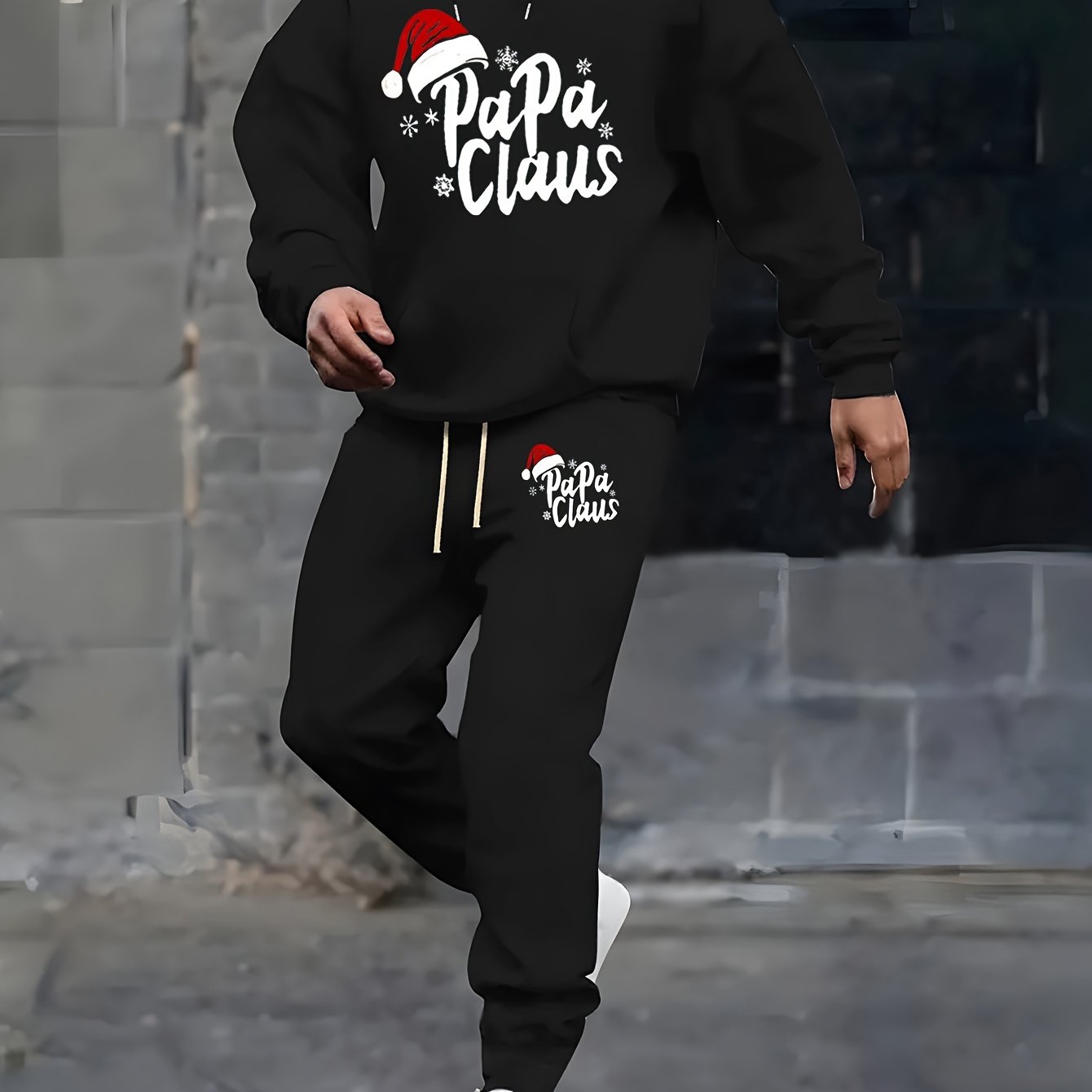 Santa Print Men 2 Piece Tracks - đánh giá và giá Outdoor Sport Outfit