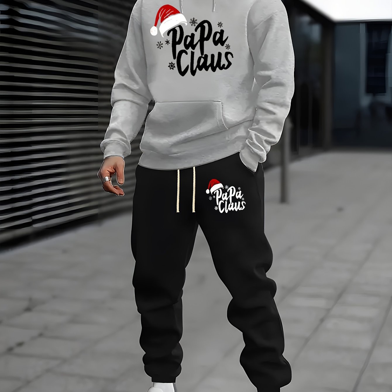 Santa Print Men 2 Piece Tracks - đánh giá và giá Outdoor Sport Outfit