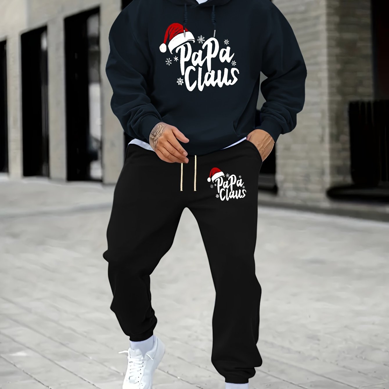 Santa Print Men 2 Piece Tracks - đánh giá và giá Outdoor Sport Outfit